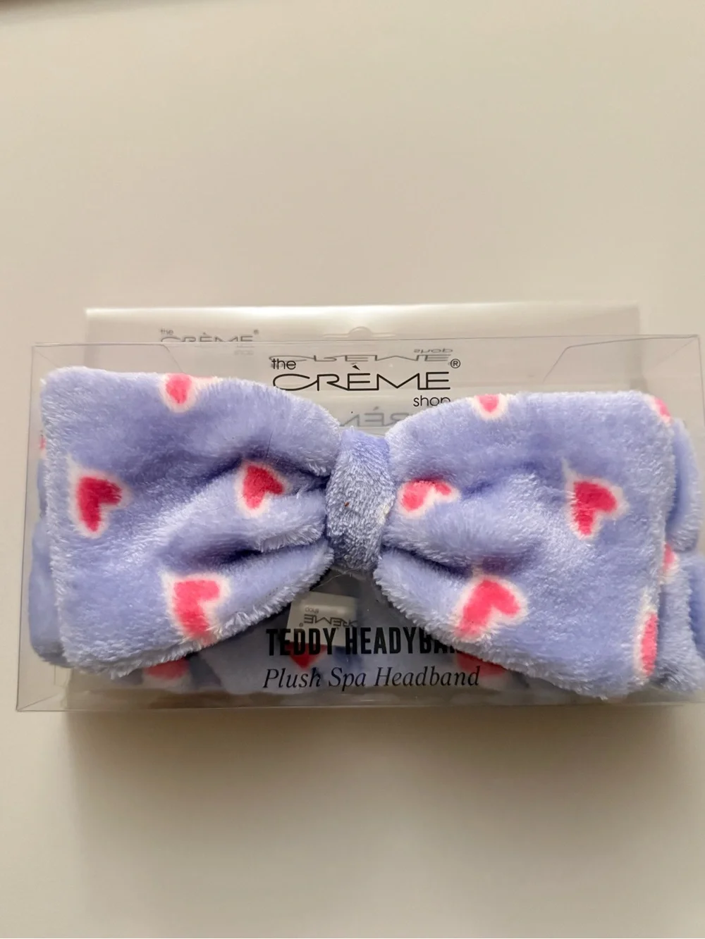 Plush Spa Headband with Pink Hearts - 